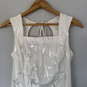 DBY Ltd Ivory Floral Maxi Dress Women Size 5/6 Satin Formal Slip 90s Minimalist